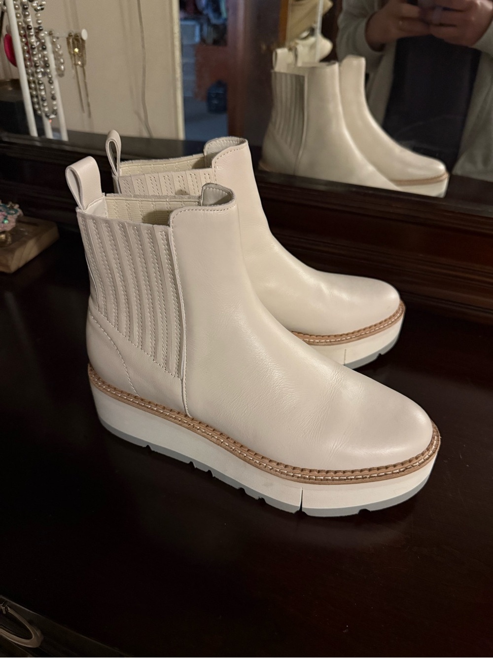 Dolce Vita Cream White Chelsea Platform Booties